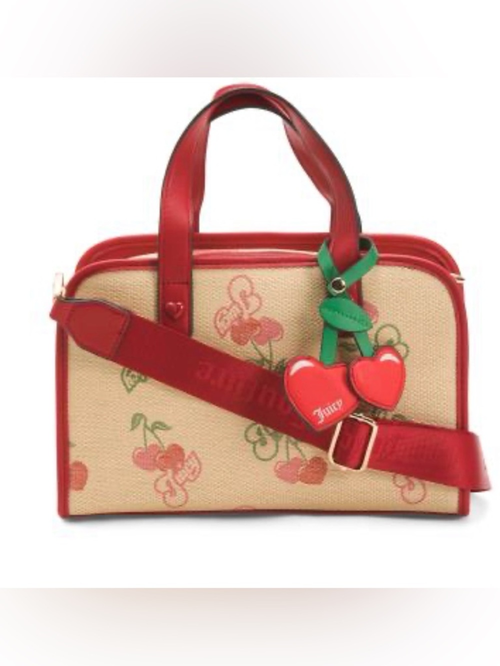 Juicy Couture Red Cherry Accent zipper Tote Bag